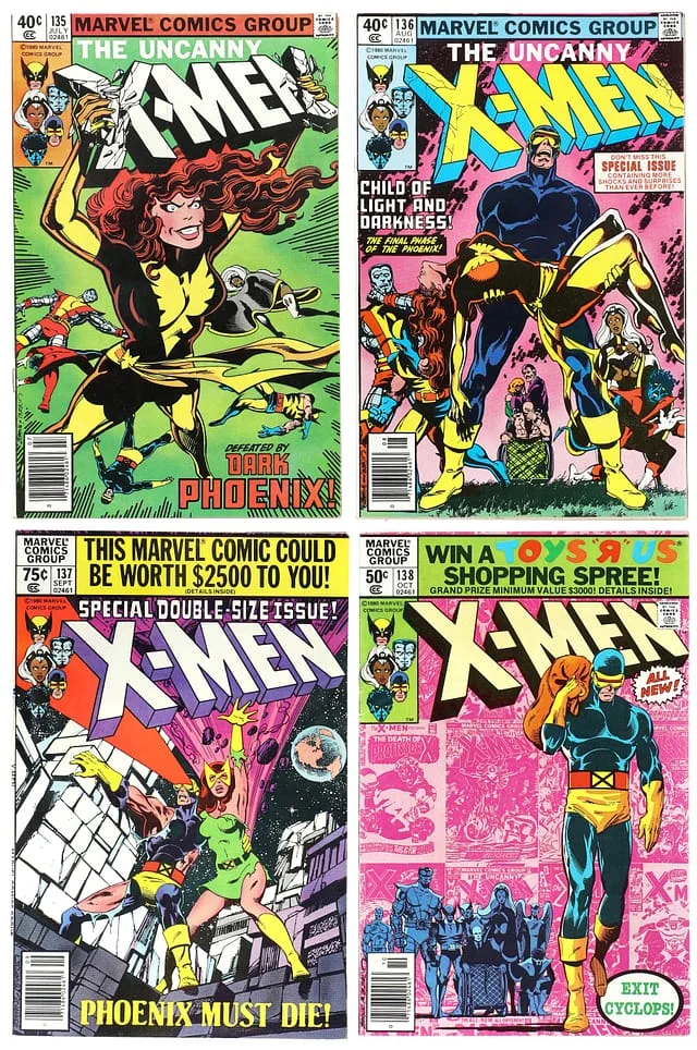 1980 Marvel) 4 Books - Raw - Dark Phoenix Saga, Appearance of Senator Robert Kelly, Death of Jean Grey #1st card image