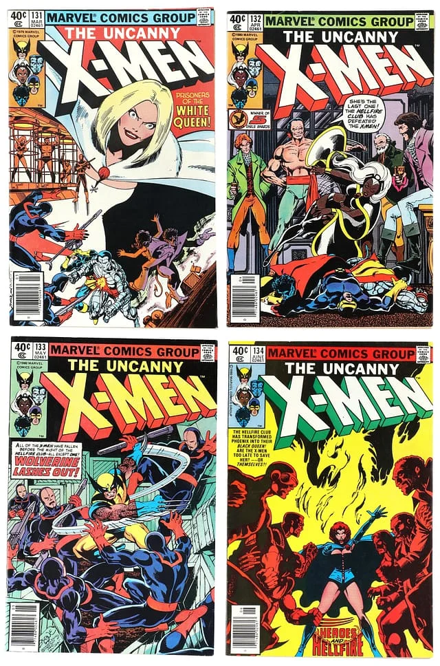 1980 Marvel) 4 Books - Raw - Dark Phoenix Saga, Team Appearance of the Hellfire Club, Jean Grey Becomes the Dark Phoenix #1st card image