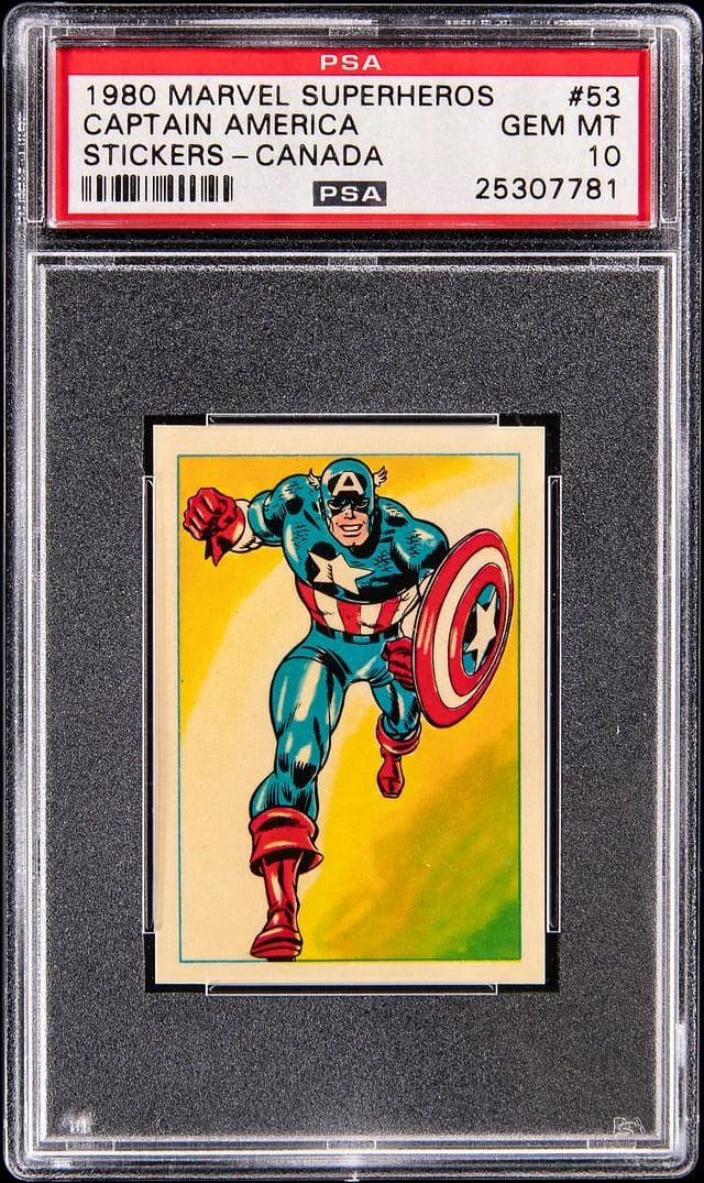1980 Marvel Superheroes Stickers Canada Captain America #53 card image