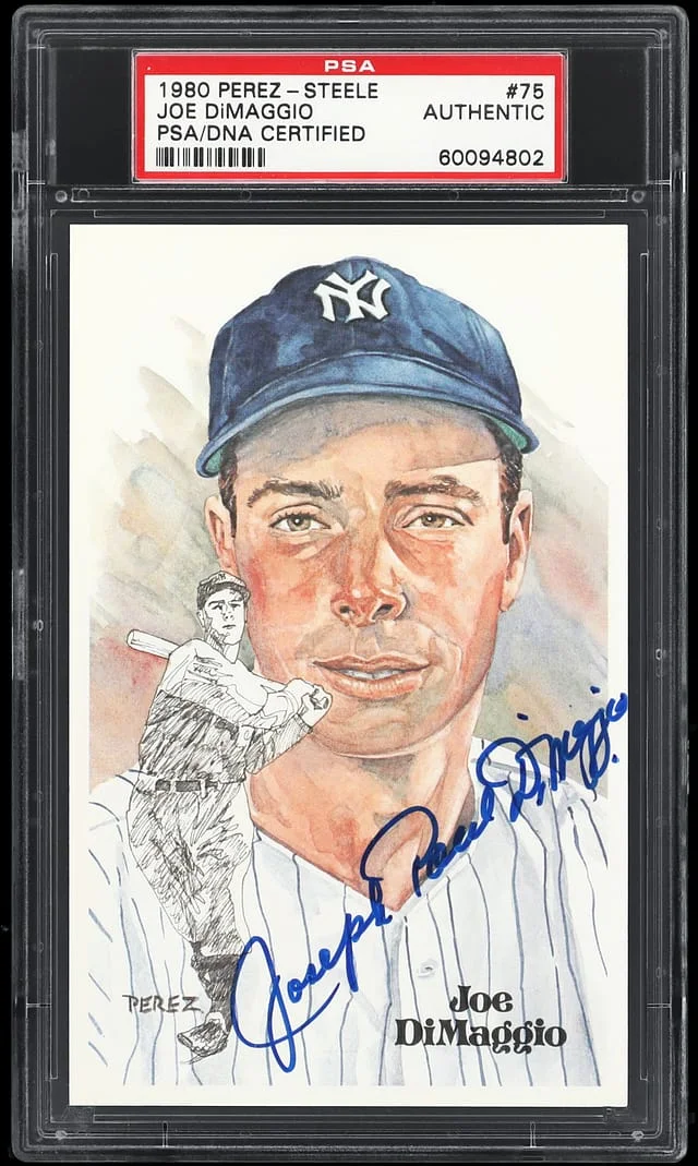 1980 Perez-Steele Hall of Fame Third Series Joe DiMaggio Full Name #75 card image
