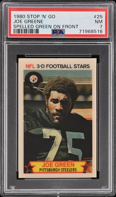 1980 Stop 'N' Go Spelled Green On Front Joe Greene #25 card image
