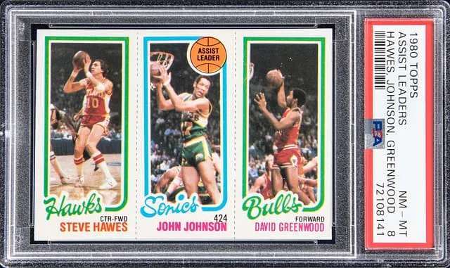 1980 Topps Assist Leaders Steve Hawes, John Johnson, David Greenwood #no-number card image
