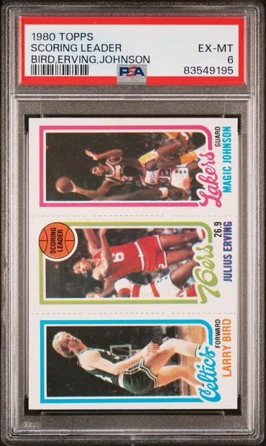 1980 Topps Bird,Erving,Johnson Scoring Leader #no-number card image