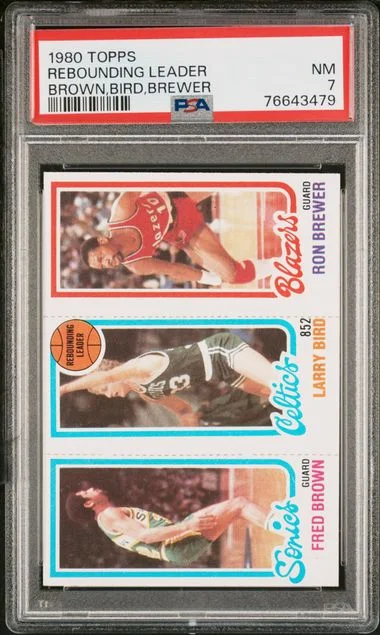 1980 Topps Brown,Bird,Brewer Rebounding Leader #no-number card image