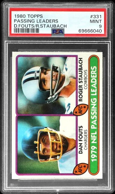 1980 Topps Dan Fouts/Roger Staubach Passing Leaders #331 card image