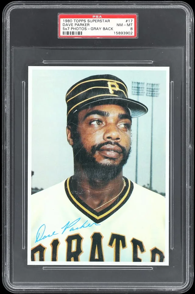 1980 Topps Dave Parker Superstar 5x7 Photos, Gray Back #17 card image
