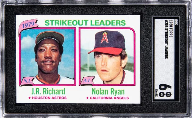 1980 Topps J.R. Richard/Nolan Ryan Strikeout Leaders #206 card image