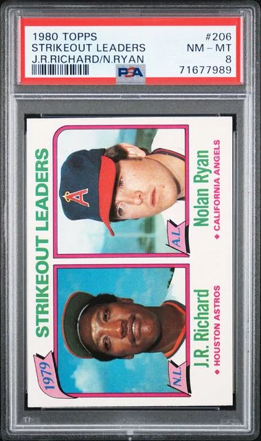 1980 Topps J.R.Richard/Nolan Ryan Strikeout Leaders #206 card image