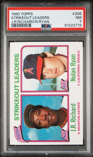 1980 Topps J.R.Richard/N.Ryan Strikeout Leaders #206 card image