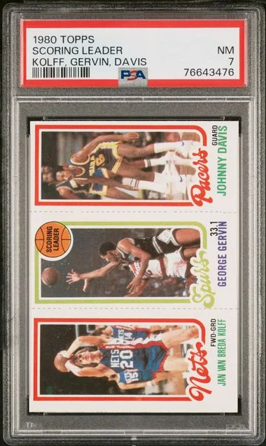 1980 Topps Kolff, Gervin, Davis Scoring Leader #no-number card image