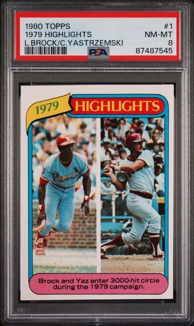 1980 Topps L.Brock/C.Yastrzemski 1979 Highlights #1 card image