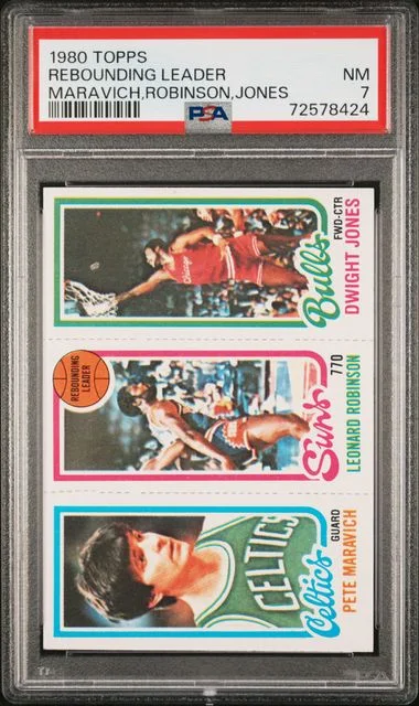 1980 Topps Maravich,Robinson,Jones Rebounding Leader #no-number card image