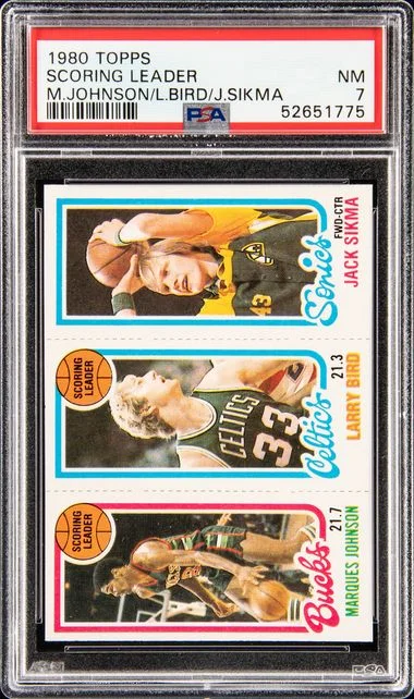 1980 Topps M.Johnson,L.Bird,J.Sikma Scoring Leader #no-number card image