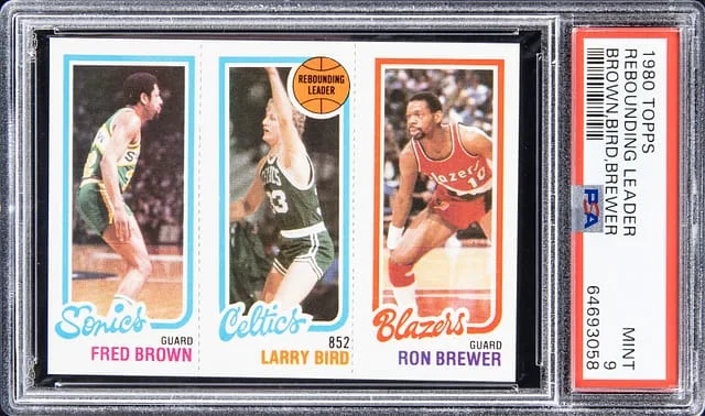 1980 Topps Rebounding Leader Fred Brown, Larry Bird, Ron Brewer #no-number card image
