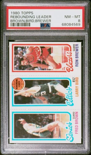 1980 Topps Rebounding Leader Fred Brown/Larry Bird/Ron Brewer #no-number card image