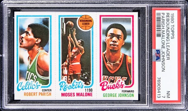 1980 Topps Rebounding Leader Robert Parish, Moses Malone, George Johnson #no-number card image