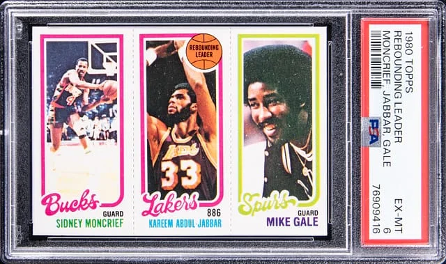 1980 Topps Rebounding Leader Sidney Moncreif, Kareem Abdul-Jabbar, Mike Gale #no-number card image