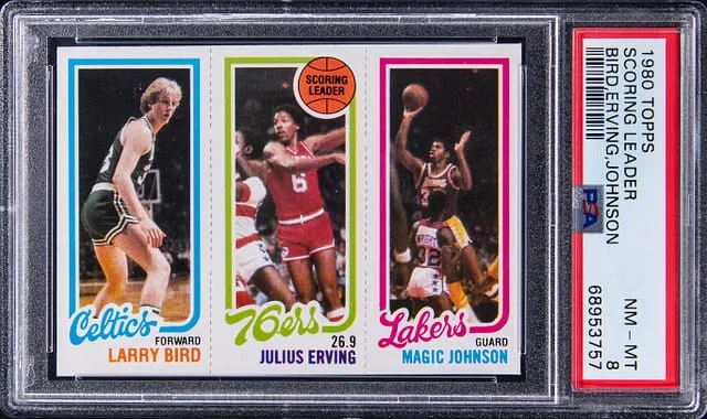 1980 Topps Scoring Leader Bird/Erving/Johnson #no-number card image