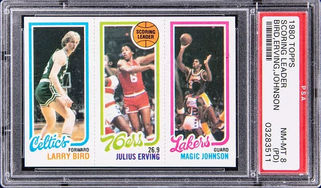 1980 Topps Scoring Leader Larry Bird/Julius Erving/Magic Johnson #no-number card image