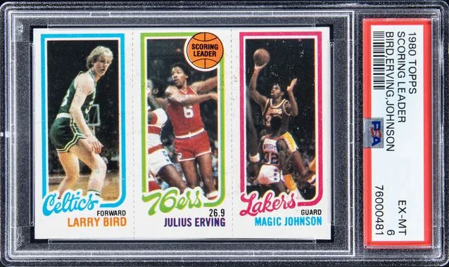 1980 Topps Scoring Leader L.Bird/J.Erving/M.Johnson #no-number card image