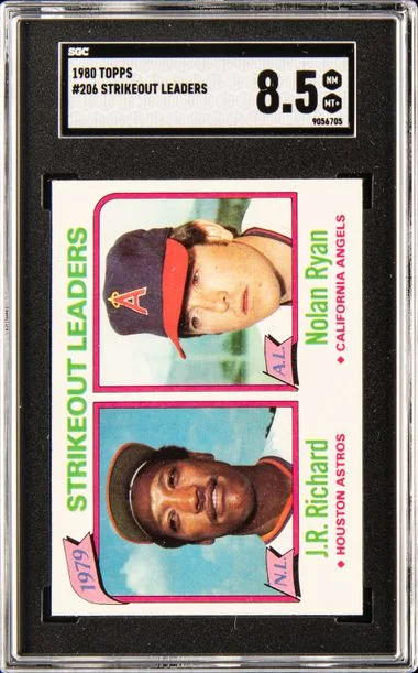1980 Topps Strikeout Leaders J.R. Richard, Nolan Ryan #206 card image