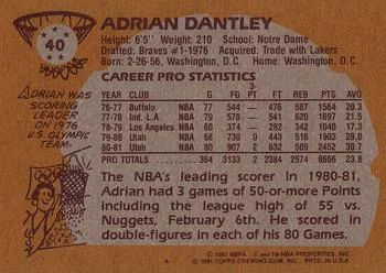 1981-82 Topps Adrian Dantley #40 card back image