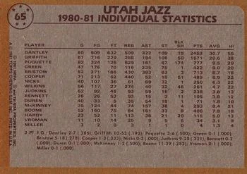 1981-82 Topps Allan Bristow #65 card back image