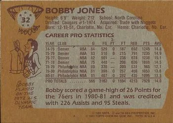 1981-82 Topps Bobby Jones #32 card back image