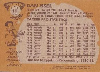 1981-82 Topps Dan Issel #11 card back image