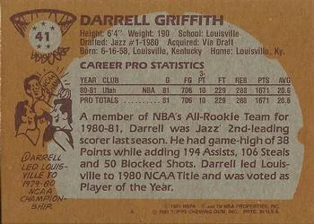 1981-82 Topps Darrell Griffith #41 card back image