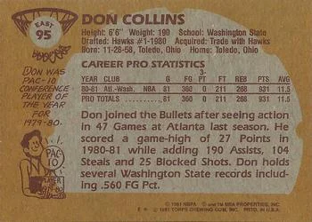 1981-82 Topps Don Collins #E95 card back image