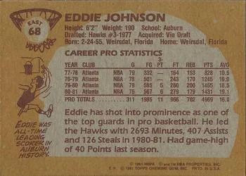 1981-82 Topps Eddie Johnson #E68 card back image