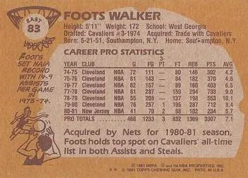 1981-82 Topps Foots Walker #E83 card back image