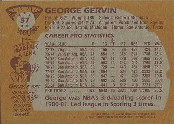 1981-82 Topps George Gervin #37 card back image