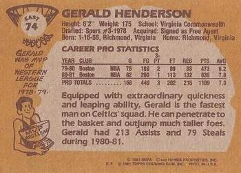 1981-82 Topps Gerald Henderson #E74 card back image