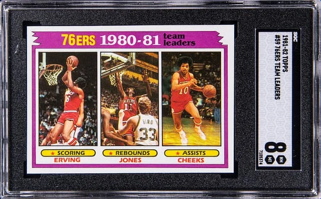 1981-82 Topps Julius Erving/Caldwell Jones/Maurice Cheeks 76ers Team Leaders #59 card image