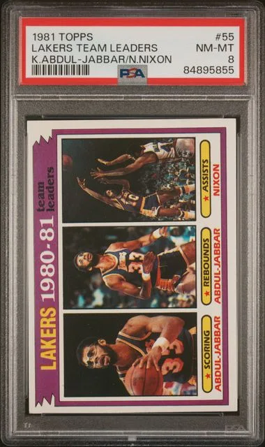 1981-82 Topps K.Abdul-Jabbar/N.Nixon Lakers Team Leaders #55 card image