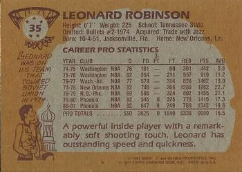 1981-82 Topps Leonard Robinson #35 card back image