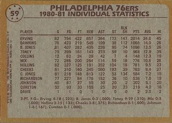 1981-82 Topps Maurice Cheeks #59 card back image