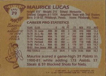 1981-82 Topps Maurice Lucas #E79 card back image