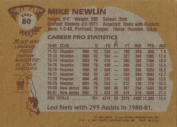 1981-82 Topps Mike Newlin #E80 card back image