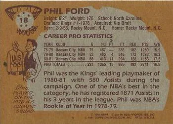 1981-82 Topps Phil Ford #18 card back image