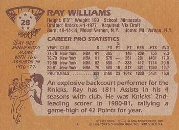 1981-82 Topps Ray Williams #28 card back image