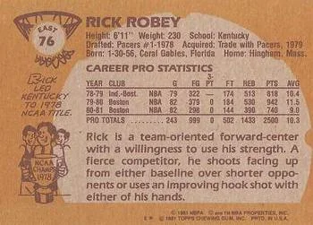 1981-82 Topps Rick Robey #E76 card back image