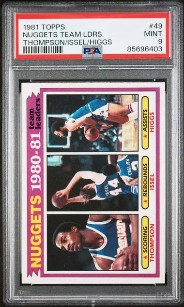 1981-82 Topps Thompson/Issel/Higgs Nuggets Team Leaders #49 card image
