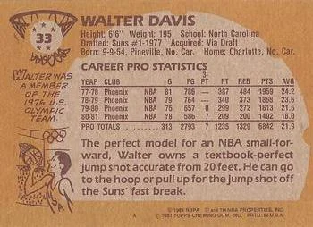1981-82 Topps Walter Davis #33 card back image
