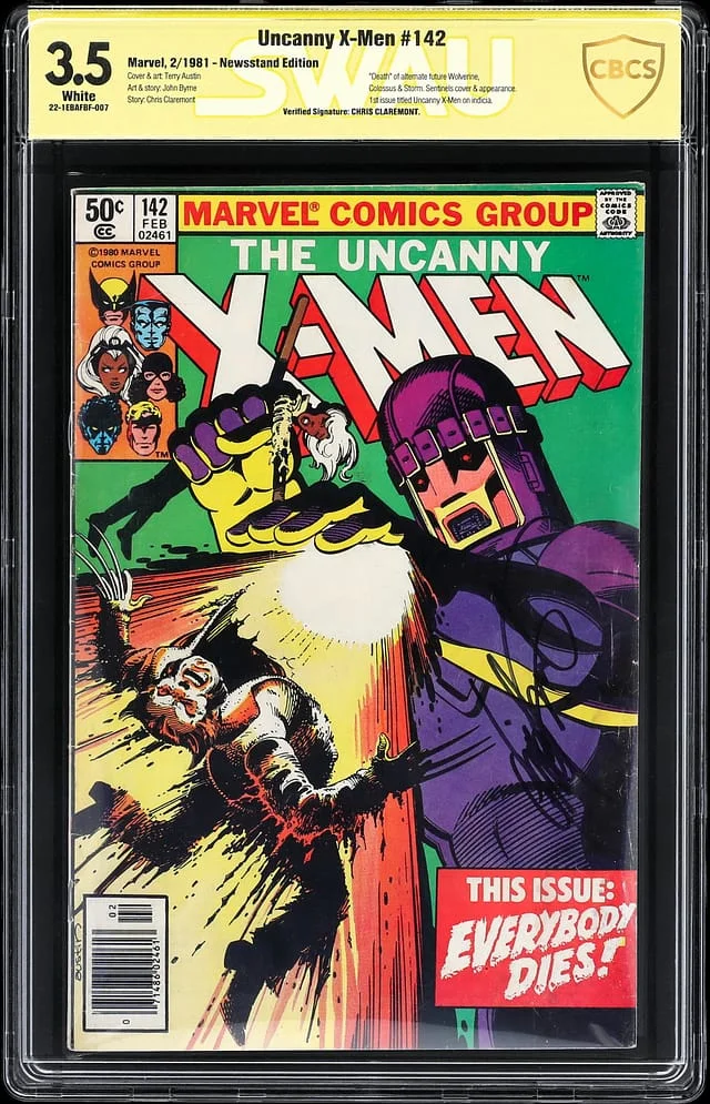 1981 Marvel) - CBCS Signed by Chris Claremont, Death of Alternate Future Wolverine, Colossus, Storm #3.5 card image