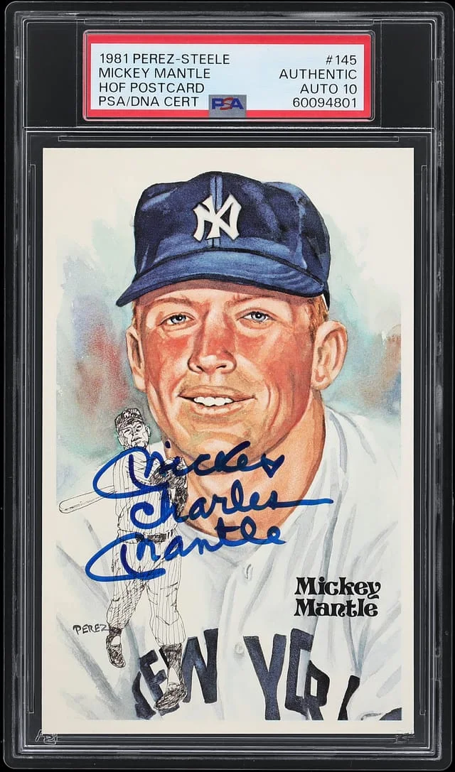 1981 Perez-Steele Hall of Fame Mickey Mantle Full Name #145 card image