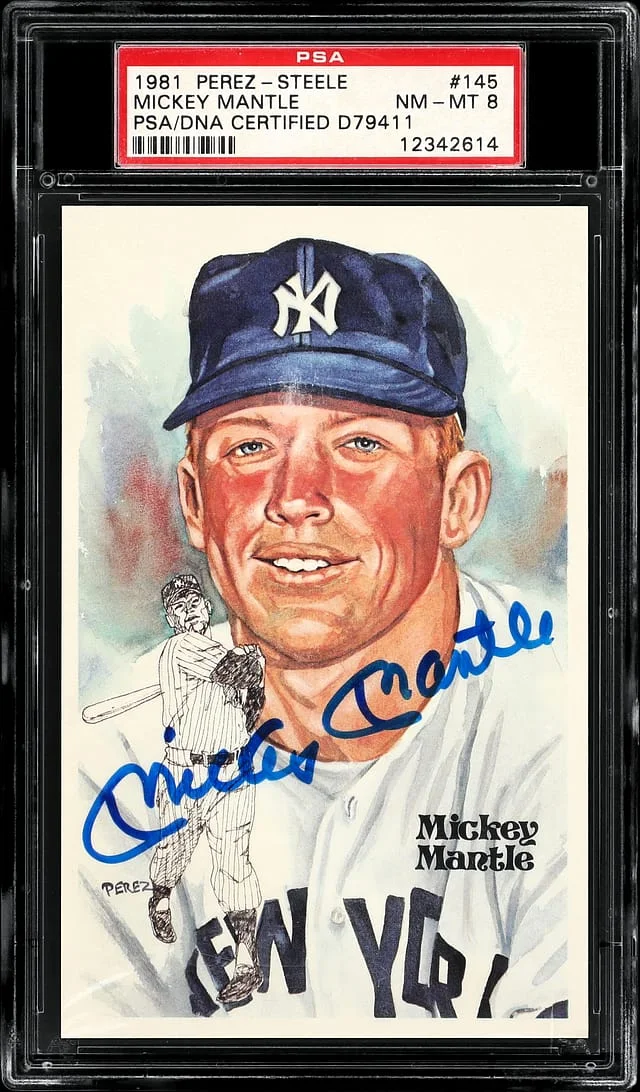 1981 Perez Steele Mickey Mantle #145 card image