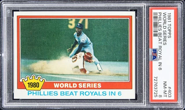 1981 Topps #403 World Series - Phillies Beat Royals in #6 card image